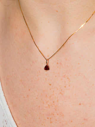 Lux Garnet Trillion Cut Charm in Yellow 14k Gold