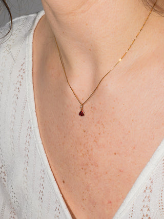Lux Garnet Trillion Cut Charm in Yellow 14k Gold