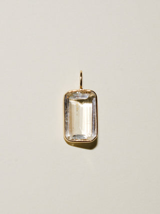 Whispy Cloud Scapolite Emerald Cut Charm in 14k Yellow Gold