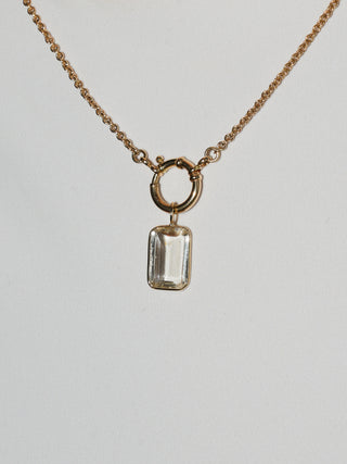 Whispy Cloud Scapolite Emerald Cut Charm in 14k Yellow Gold