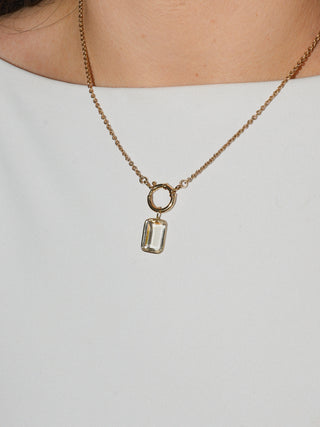 Whispy Cloud Scapolite Emerald Cut Charm in 14k Yellow Gold