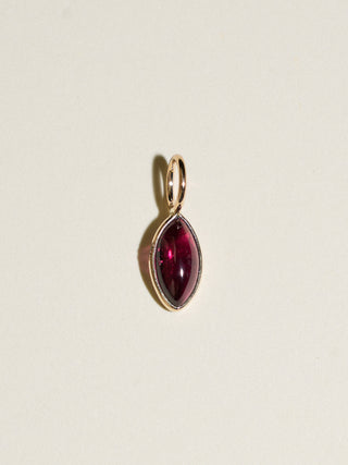 Cherry Garnet Marquise Cabochon Charm in Yellow 14k Gold
