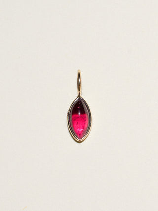 Cherry Garnet Marquise Cabochon Charm in Yellow 14k Gold