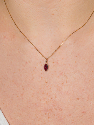 Cherry Garnet Marquise Cabochon Charm in Yellow 14k Gold