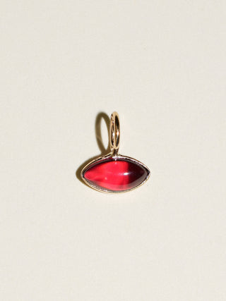 Warm Garnet East West Marquise Cabochon Charm in Yellow 14k Gold