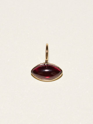 Warm Garnet East West Marquise Cabochon Charm in Yellow 14k Gold