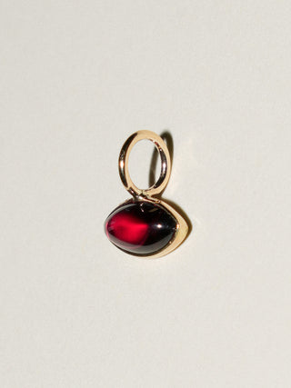 Warm Garnet East West Marquise Cabochon Charm in Yellow 14k Gold