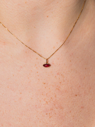 Warm Garnet East West Marquise Cabochon Charm in Yellow 14k Gold