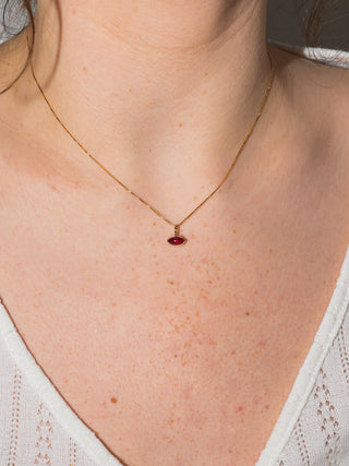 Warm Garnet East West Marquise Cabochon Charm in Yellow 14k Gold