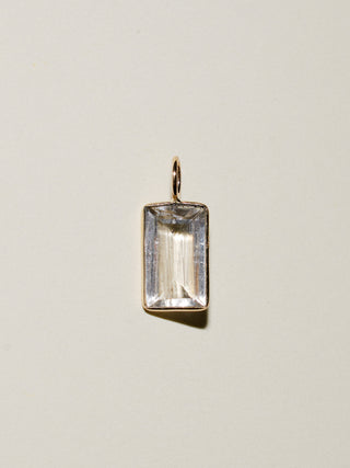 Marshmallow Scapolite Emerald Cut Charm in 14k Yellow Gold