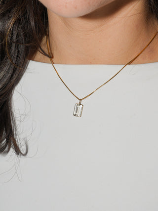 Marshmallow Scapolite Emerald Cut Charm in 14k Yellow Gold