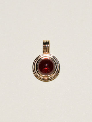 Bourdeaux Garnet Round Cabochon Triple Charm in Yellow 14k Gold