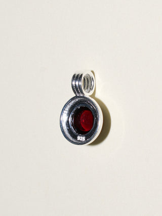 Merlot Garnet Round Cabochon Triple Charm in Sterling Silver