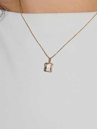 Duvet Scapolite Square Cut Charm in 14k Yellow Gold