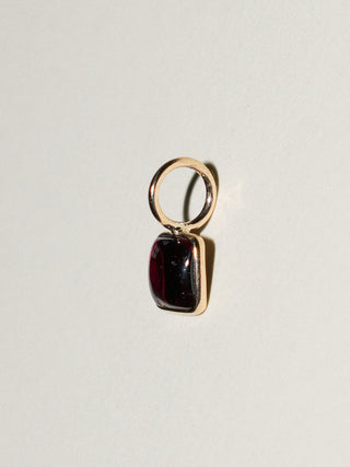 Moody Garnet Square Cabochon Charm in Yellow 14k Gold