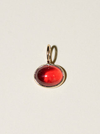 Passionate Garnet East West Oval Cabochon Charm in Yellow 14k Gold