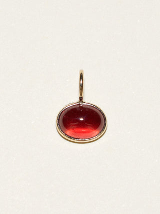 Passionate Garnet East West Oval Cabochon Charm in Yellow 14k Gold