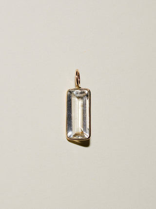 Icy Scapolite Baguette Cut Charm in 14k Yellow Gold