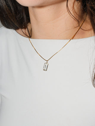 Icy Scapolite Baguette Cut Charm in 14k Yellow Gold