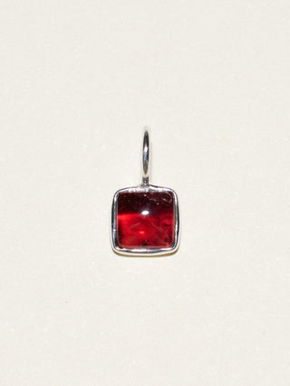 Magnetic Garnet Square Cabochon Charm in Sterling Silver