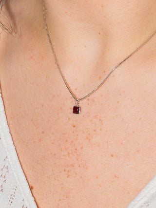 Magnetic Garnet Square Cabochon Charm in Sterling Silver