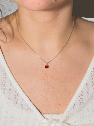 Regal Garnet East West Oval Cabochon in Sterling Silver