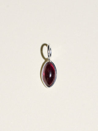 Crimson Garnet Marquise Cabochon Charm in Sterling Silver