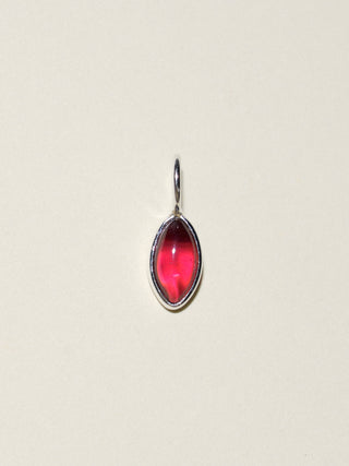 Crimson Garnet Marquise Cabochon Charm in Sterling Silver