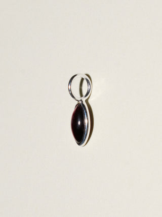 Crimson Garnet Marquise Cabochon Charm in Sterling Silver