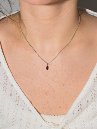 Crimson Garnet Marquise Cabochon Charm in Sterling Silver