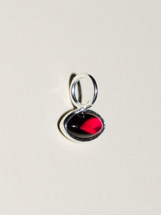 Spellbound Garnet East West Marquise Cabochon Charm in Sterling Silver