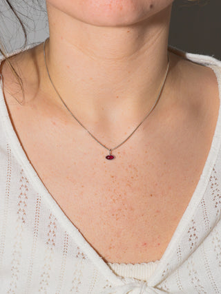 Spellbound Garnet East West Marquise Cabochon Charm in Sterling Silver