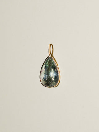Rainbow Mist Fluorite Teardrop Cut Charm in Yellow 14k Gold