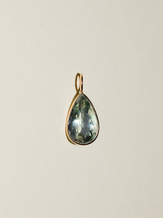 Rainbow Mist Fluorite Teardrop Cut Charm in Yellow 14k Gold