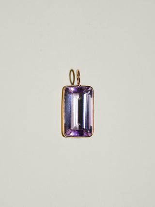 Celia Pink Amethyst Emerald Cut Charm in Yellow 14k Gold