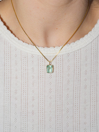 Elixir Fluorite Emerald Cut Charm in Yellow 14k Gold