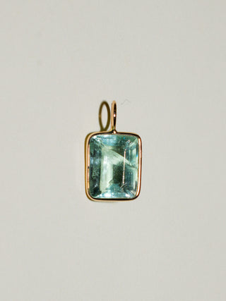 Elixir Fluorite Emerald Cut Charm in Yellow 14k Gold