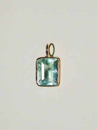 Elixir Fluorite Emerald Cut Charm in Yellow 14k Gold