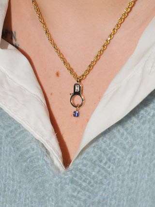 Nocturno Tanzanite Cushion Cut Charm in Yellow 14k Gold