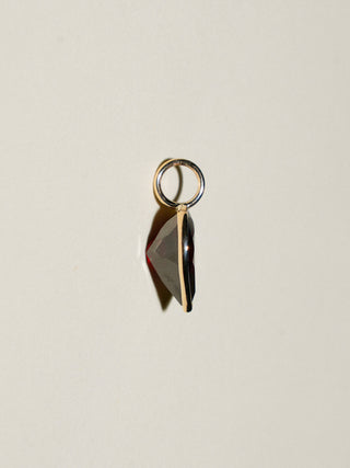 Sultry Garnet Heart Cut Charm in Yellow 14k Gold