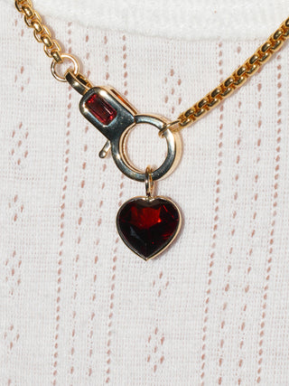 Sultry Garnet Heart Cut Charm in Yellow 14k Gold