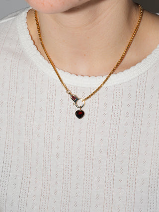 Sultry Garnet Heart Cut Charm in Yellow 14k Gold