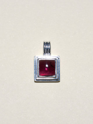 Petit Verdot Garnet Square Cut Charm in Sterling Silver