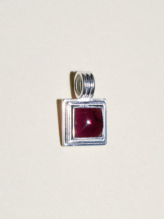 Petit Verdot Garnet Square Cut Charm in Sterling Silver