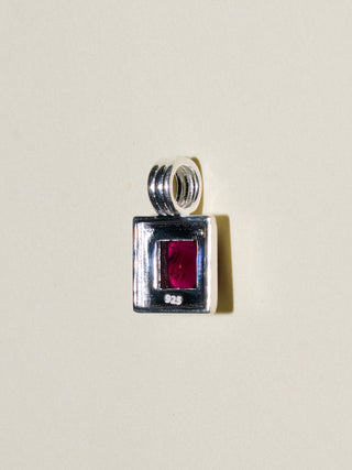 Petit Verdot Garnet Square Cut Charm in Sterling Silver
