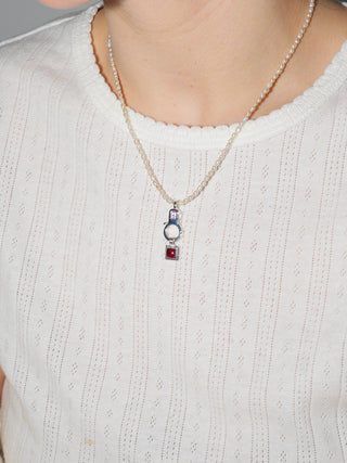 Petit Verdot Garnet Square Cut Charm in Sterling Silver
