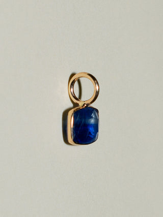 Hyacinth Kyanite East West Emerald Cut Charm in Yellow 14k Gold