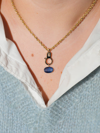 Last Night Kyanite East West Oval Cut Charm in Yellow 14k Gold