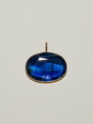 New Moon Kyanite East West Oval Cut Charm in Yellow 14k Gold