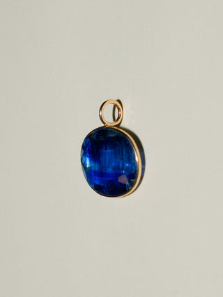 New Moon Kyanite East West Oval Cut Charm in Yellow 14k Gold